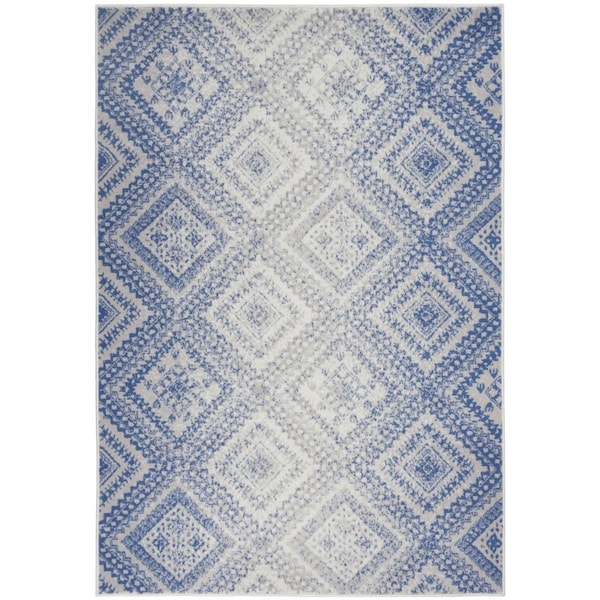 Palacedesigns 5 x 7 ft. Ivory & Blue Lattice Area Rug PA3667532 - main
